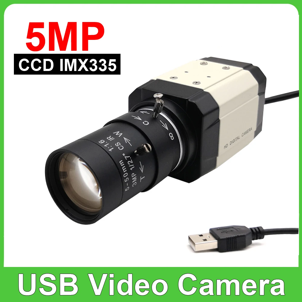 

Industrial 30fps 5MP IMX335 USB Webcam With 3MP HD 2.8-12mm Varifocal Zoom Lens Box Usb PC Video Camera Support UVC OTG