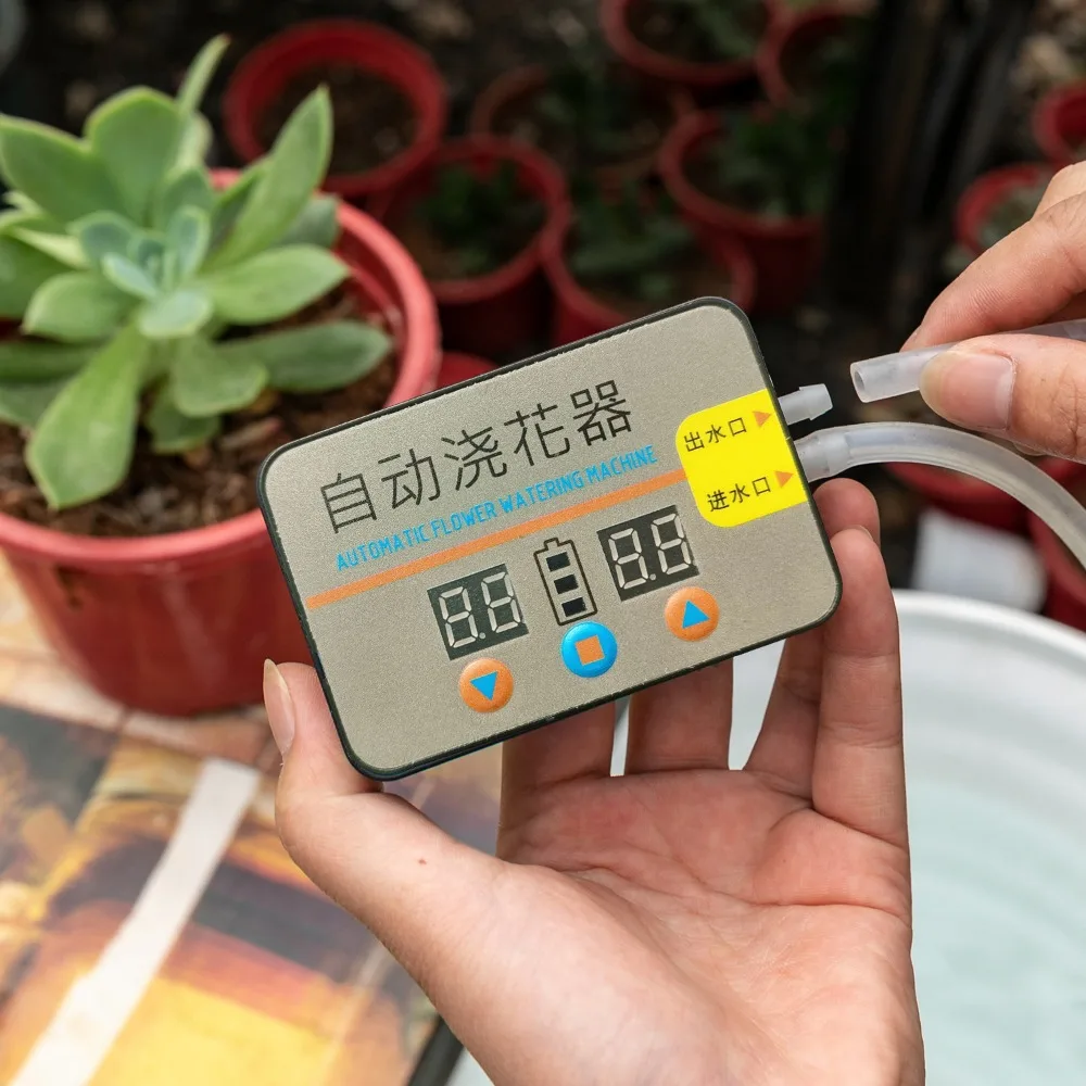 Rechargeable Automatic Plant Waterer, Timed Drip Irrigation Kit for Home Garden, Self Watering System for Potted Plants