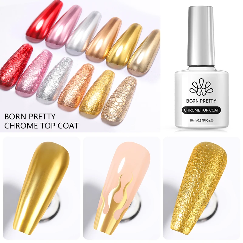 BORN PRETTY 10ml Power-Resist Matte Top Coat Gel Nail Polish Off UV Gel Semi-Permanent Metal Glitter Powder Functiona Top Coat