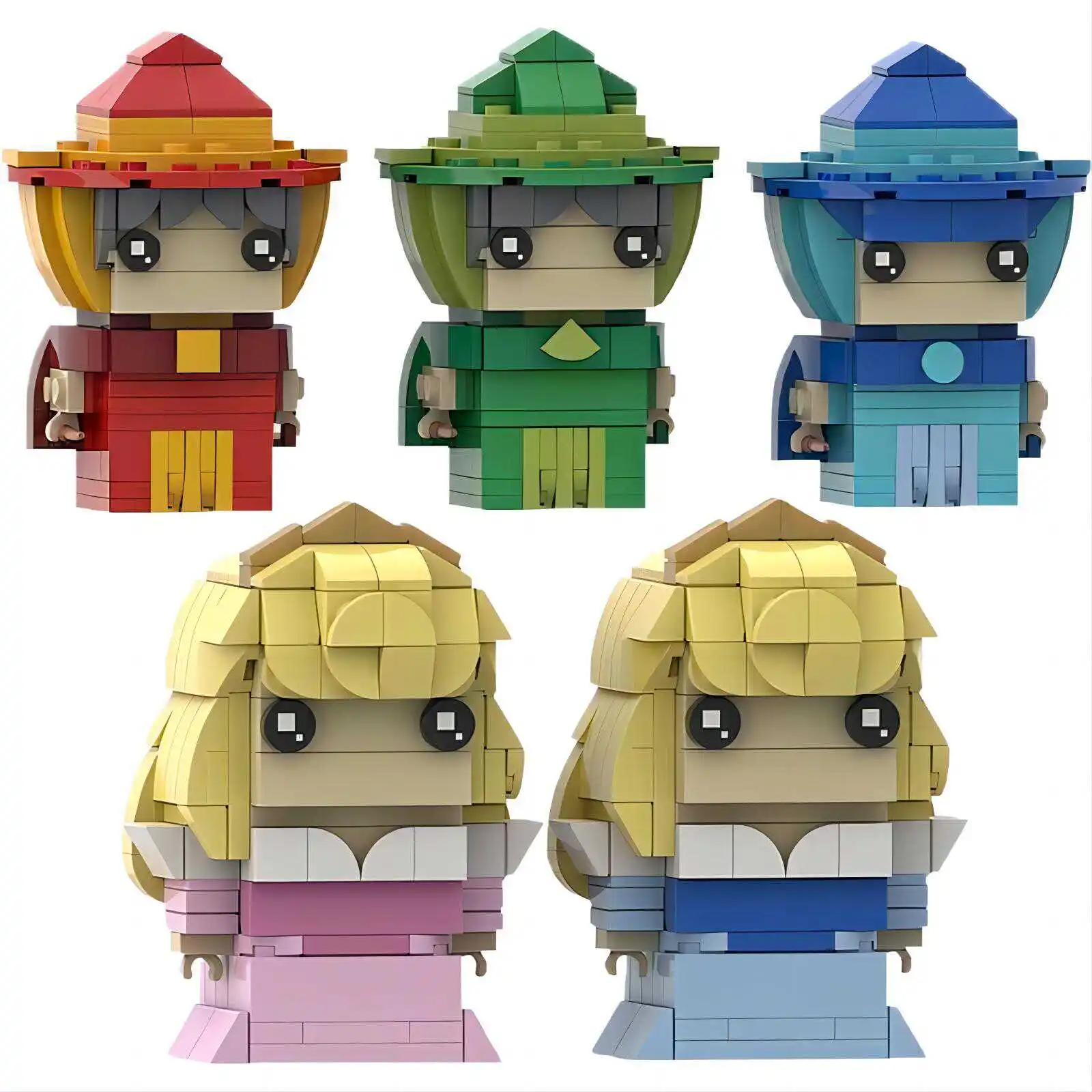 Cartoon Schönheit Charakter Bausteine MOC Anime Schlaf Schöne Mädchen Quadratischen Kopf Figuren Montage Modell Puzzle Kinder Spielzeug Geschenk