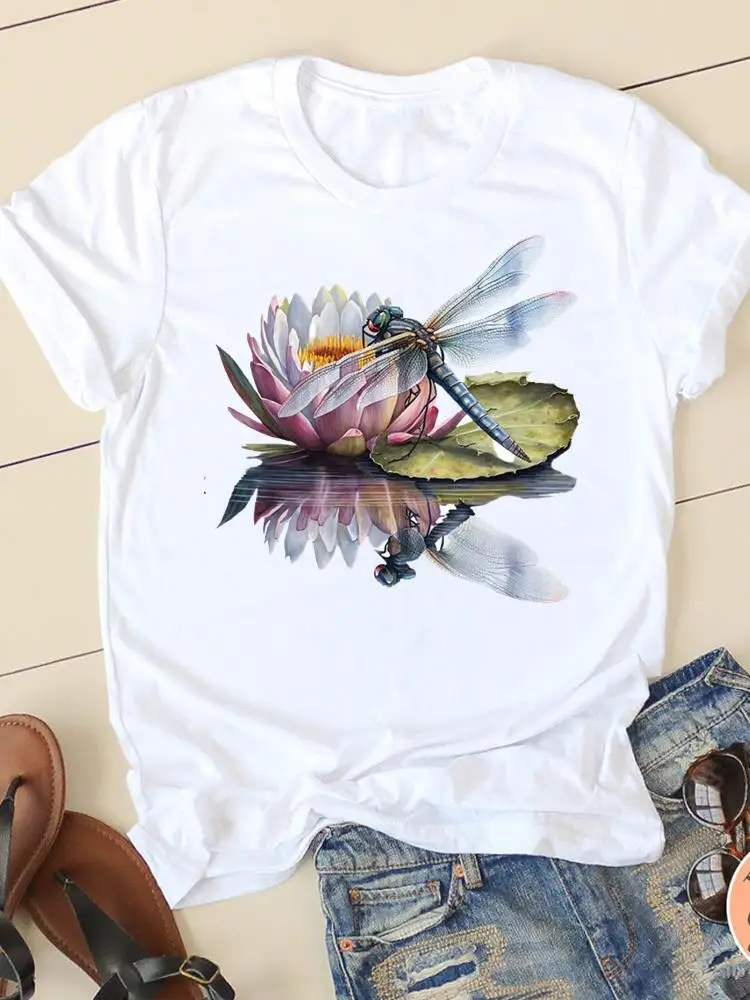 Dragonfly 90s Lovely Trend Cute 90s Fashion Print Female Shirt Short Sleeve Tee Casual Women Clothes Lady Graphic T-shirt