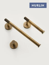 NURLIN Brass Knurled Antique Bronze Bathroom Hardware Towel Rack Toilet Paper Holder Wall Hook