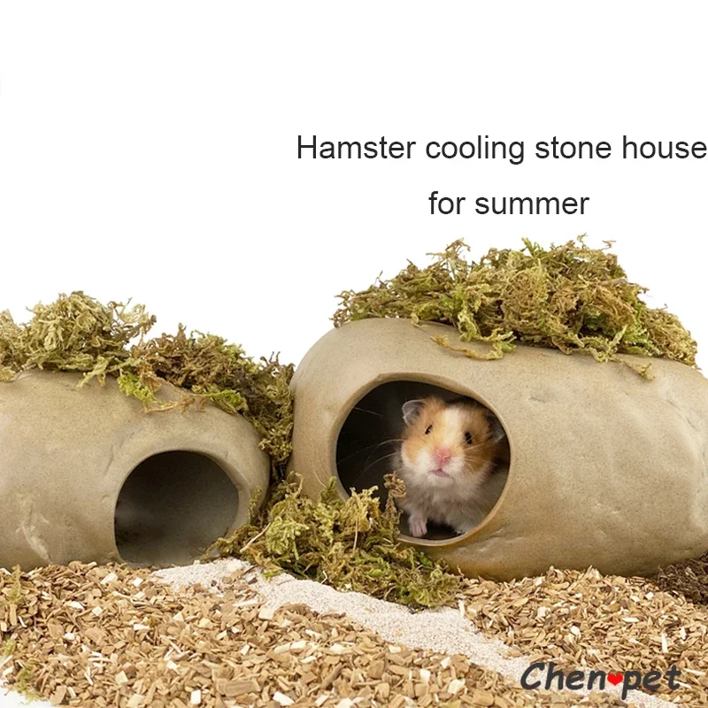 Hamster Cooling Stone House for Summer Small Pet Shelter House Sleeping Cave for Guinea Pig Chinchillas Ceramics Rat Cage