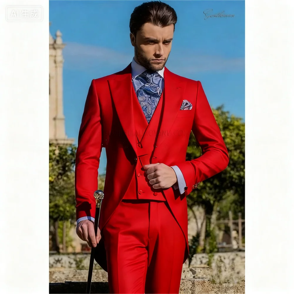 بدلة تدخين رسمية للرجال من Terno Fino مكونة من 3 قطع سترة سترة وسراويل بدلة زفاف لرفقاء العريس Negocios Traje