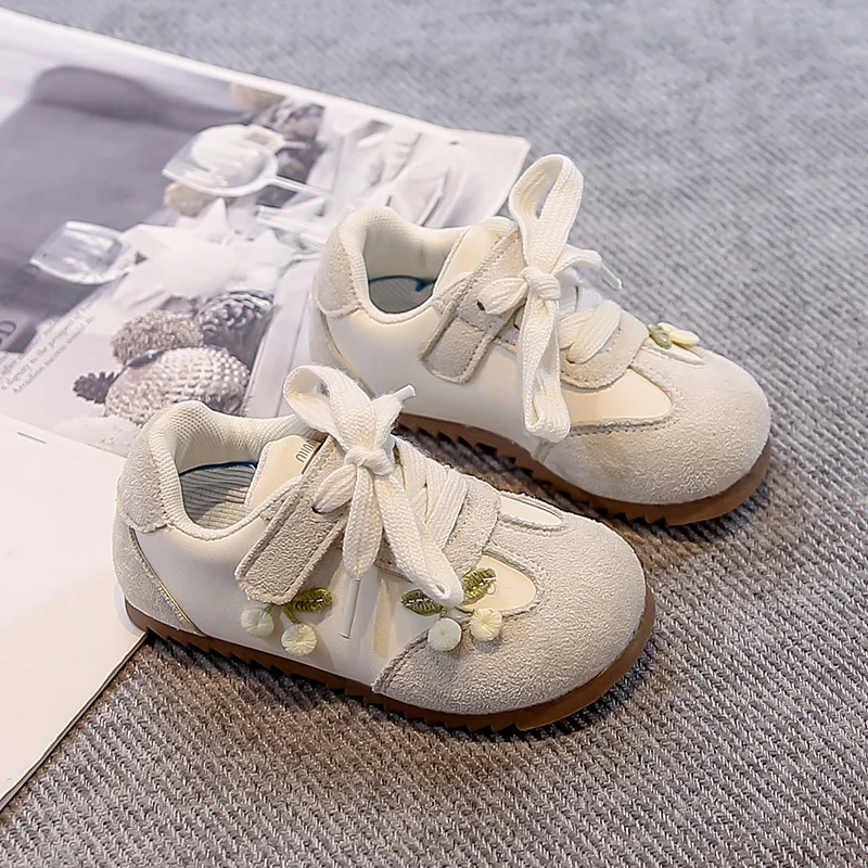 Brand Girls Sports Shoes Sweet Flowers Children Fashion Sneakers Soft Sole Autumn New Kids Causal Princess School Training Shoes