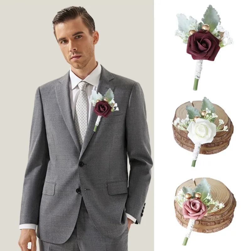 1pc Eucalyptus Boutonniere for Men Groom and Groomsmen Boutonniere for Wedding Ceremony Anniversary, Dinner Party, Prom Flowers