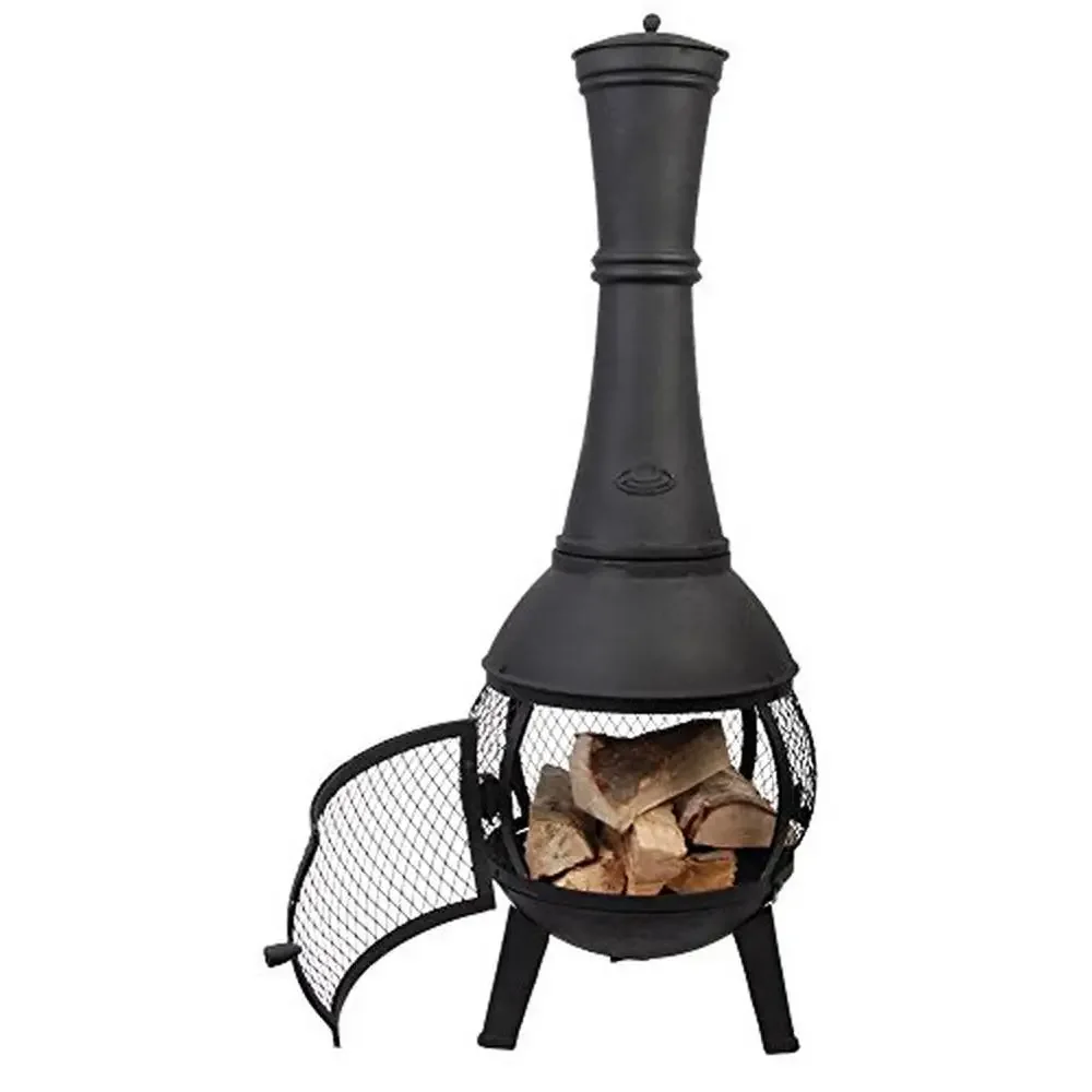 Cast Iron Terrace Stove Black Round Wood Fuel 61.6lbs