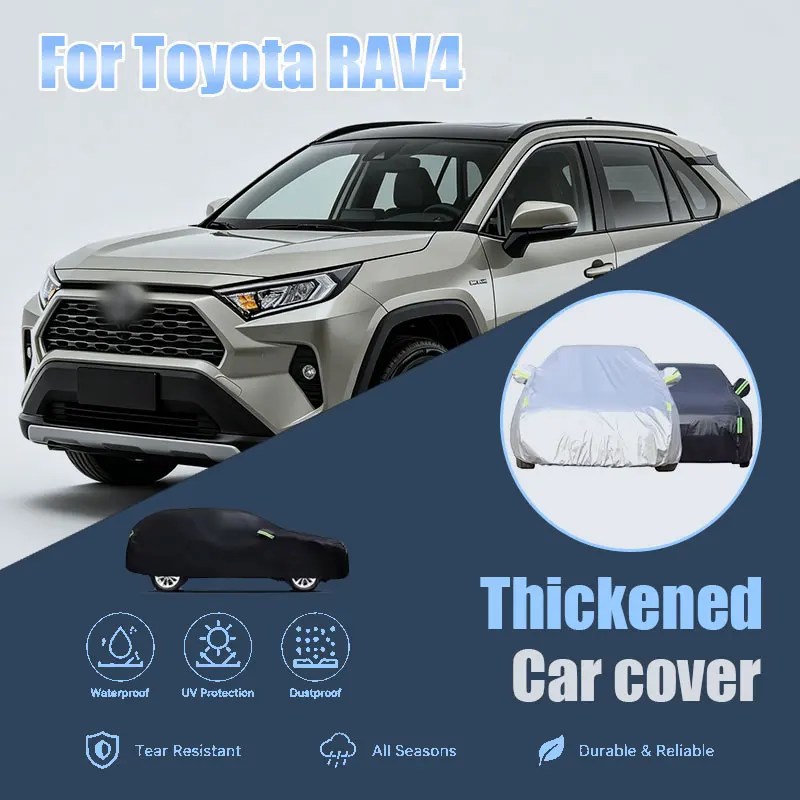 

For Toyota RAV4 Full Car Cover Side Zipper Waterproof Dustproof Sun Shield Outdoor Universal Fit Exterior Accessories
