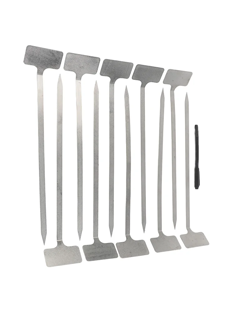 Silver Metal Plant Tags Markers Set With Marker Pen For Outdoor Garden Nursery Pots Herbs Vegetables Labeling Tools