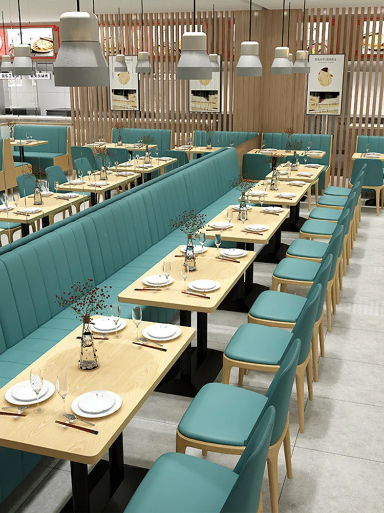 Commercial Simple Cafe Casual Book Bar Wall Deck Sofa Korean Restaurant Hot Pot Restaurant Table and Chair Combination