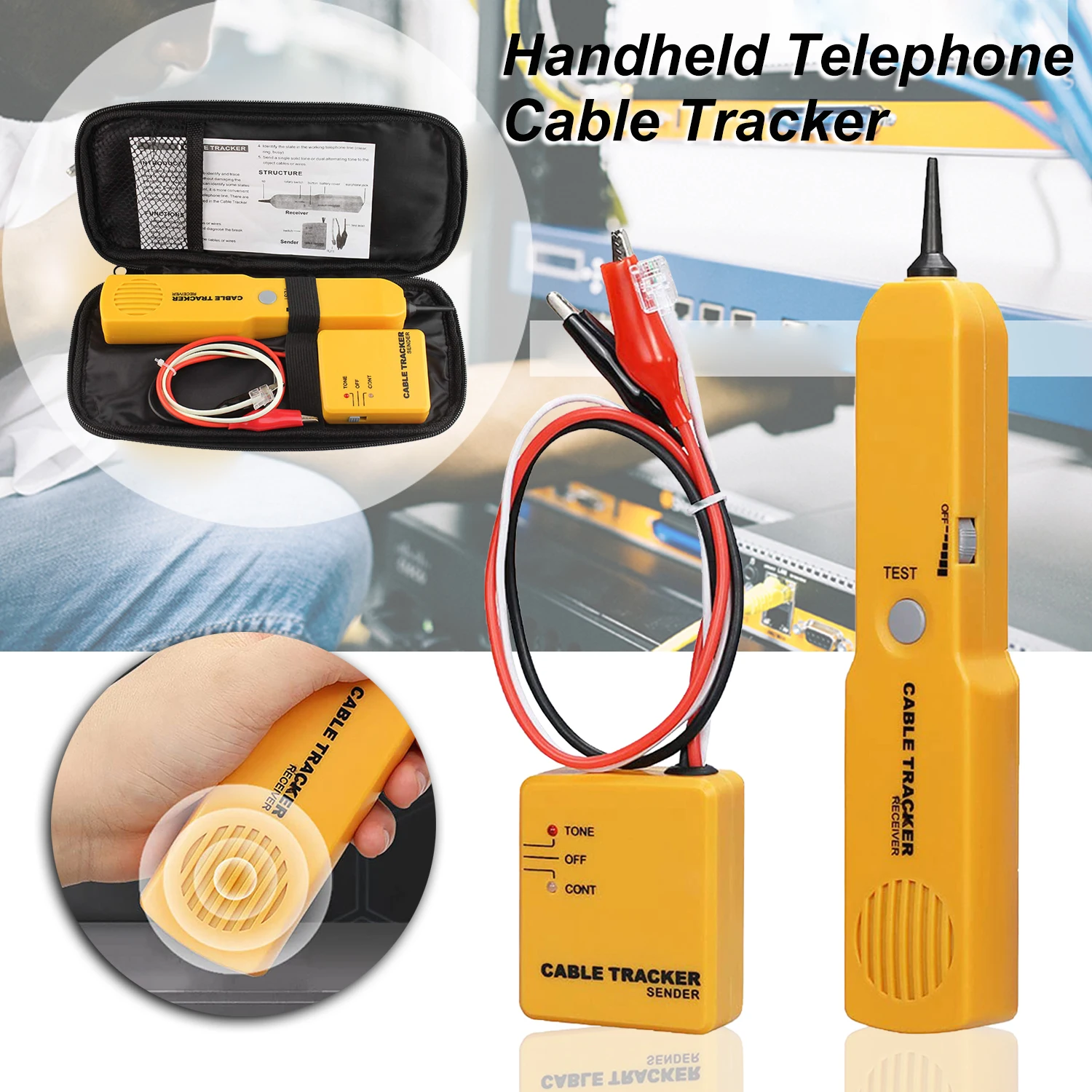 NEW Durable Handheld Telephone Cable Tracker Phone Wire Detector RJ11 Line Cord Tester Tool Kit Tone Tracer Receiver