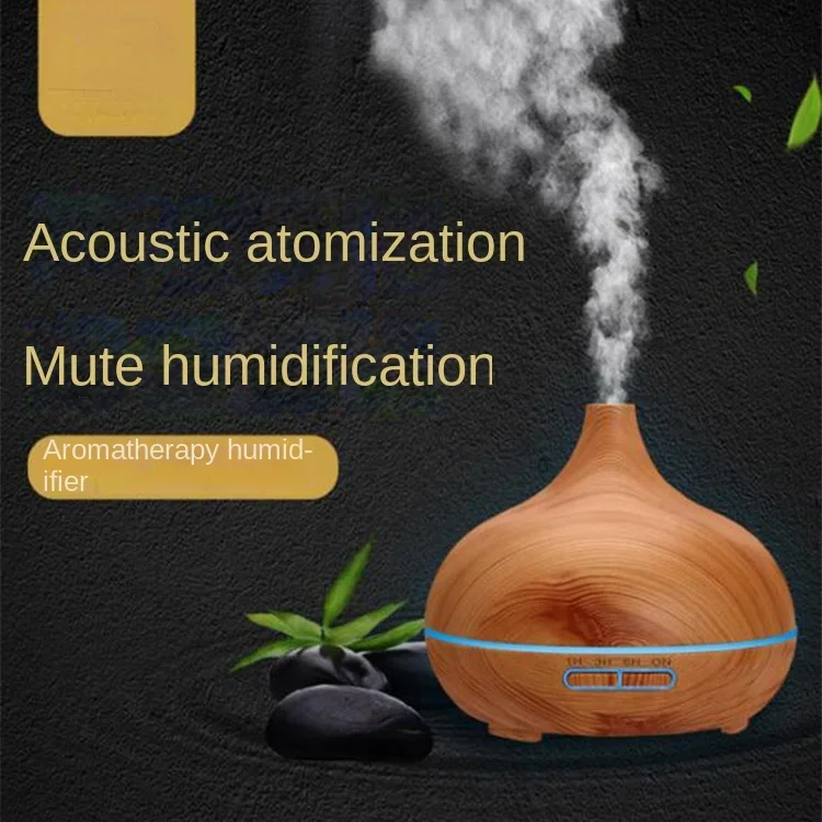 Equipped Bluetooth 500ml Aromatherapy Diffuser Wood Grain Remote Control 7-color Light Ultrasonic Hydration Beauty Instrument