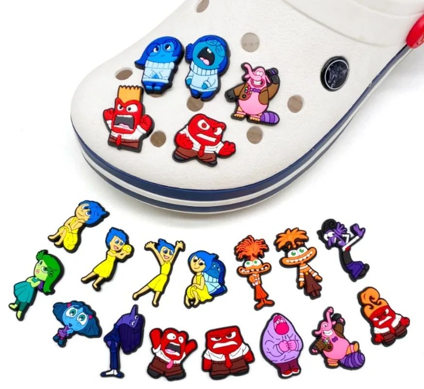 

20Pcs Pack Inside Out Series Shoe Charms for Clogs Bubble Slides Sandals PVC Shoe Decorations Buckle Accessories for Teen