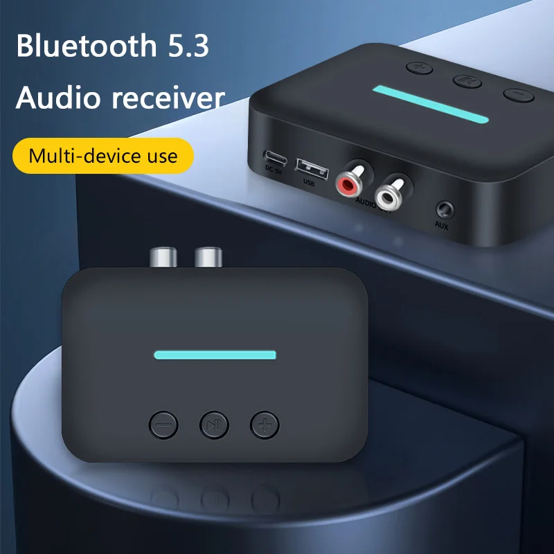 محول استقبال الصوت USB بلوتوث 5.3 موسيقى ستيريو لاسلكية 3.5 مللي متر AUX R/L RCA يدعم تشغيل U-القرص لمكبر الصوت المكتبي أمبير