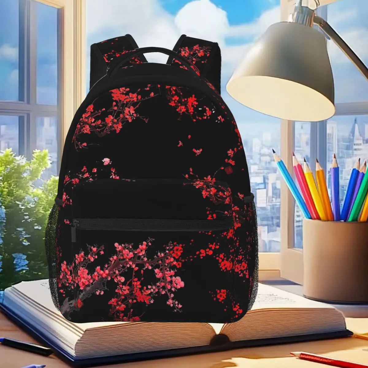 

Plum Sakura Cherry Blossom Backpack Student Boys Girls BookBag Kids School Bag Laptop Shoulder Bags for Men Women