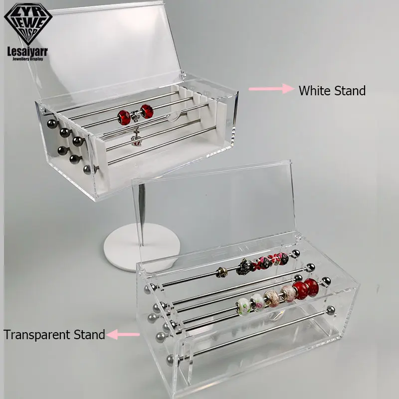 Large Capacity Pandora Bead Bracelet Charm Display Tray Case Acrylic Organizer Storage Box Pendant Trollbeads Holder Stand 6 Rod view 5