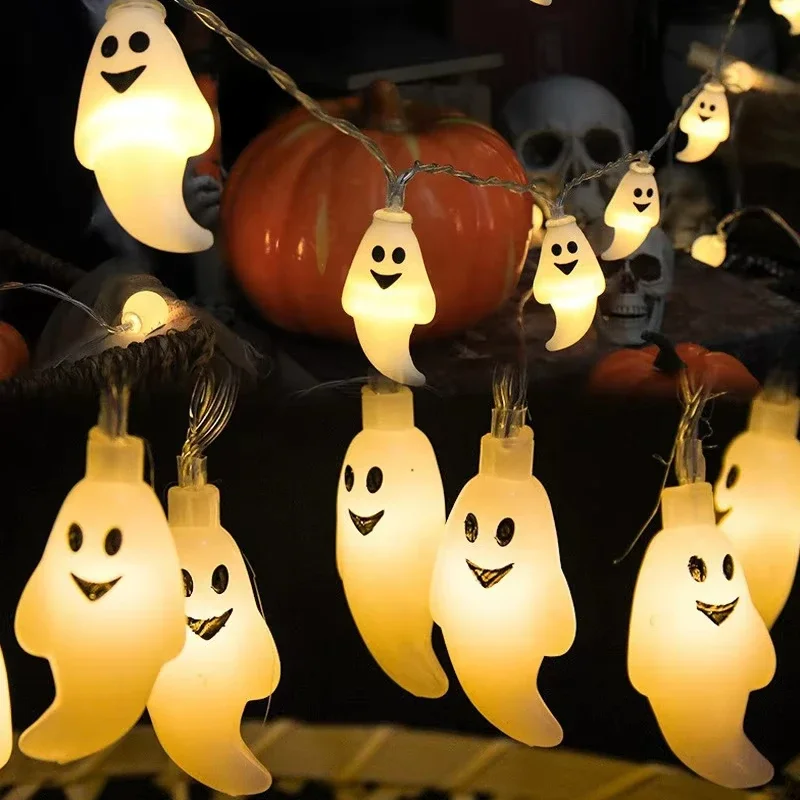 Pop led halloween fantasma luzes da corda alimentado por bateria interior ao ar livre luzes de fadas decorativas para casa assombrada festa quintal casa d
