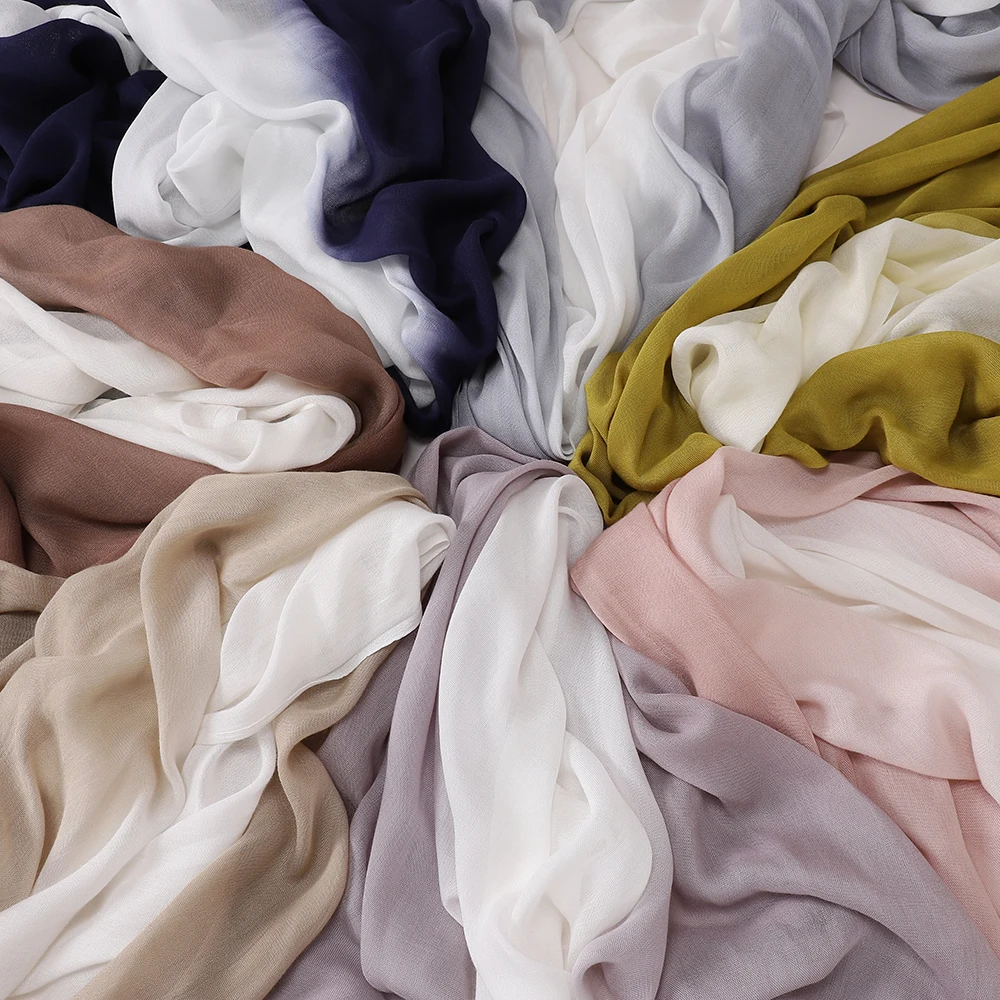 Muslimischer zweifarbiger Hijabs-Schal mit Farbverlauf, muslimischer Schal, Wickellieferant für islamische Frauen, Kopftuch, Schals – Detail 4