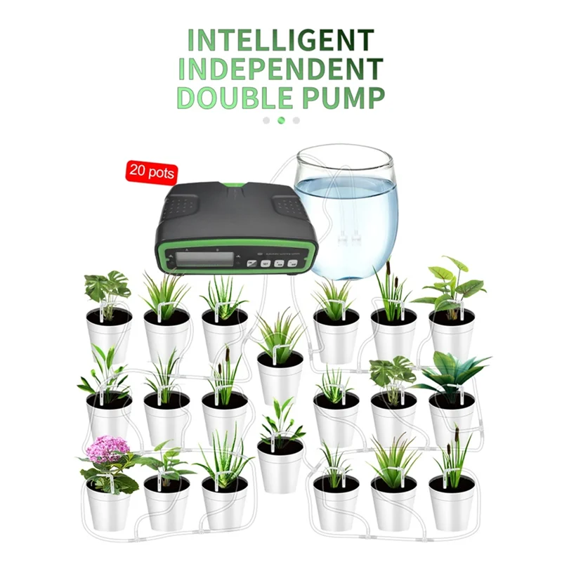 VELIF-Programmable Water Timer Double Pump Automatic For Garden Greenhouse Hydroponic System Irrigation Kit