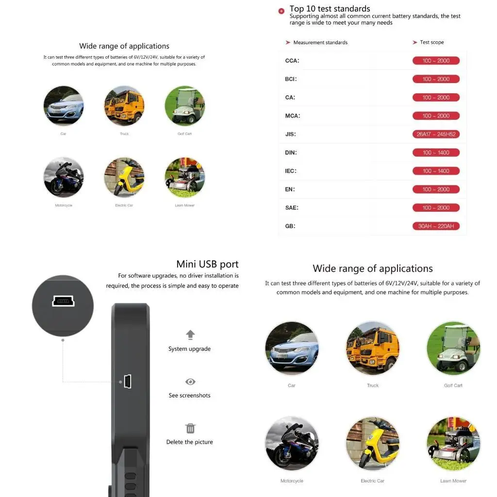 

02DE 12V 24V CAR Battery Tester 100-2000CCA Тест батареи свинцовый кислотный батареи анализаторы аккумулятора