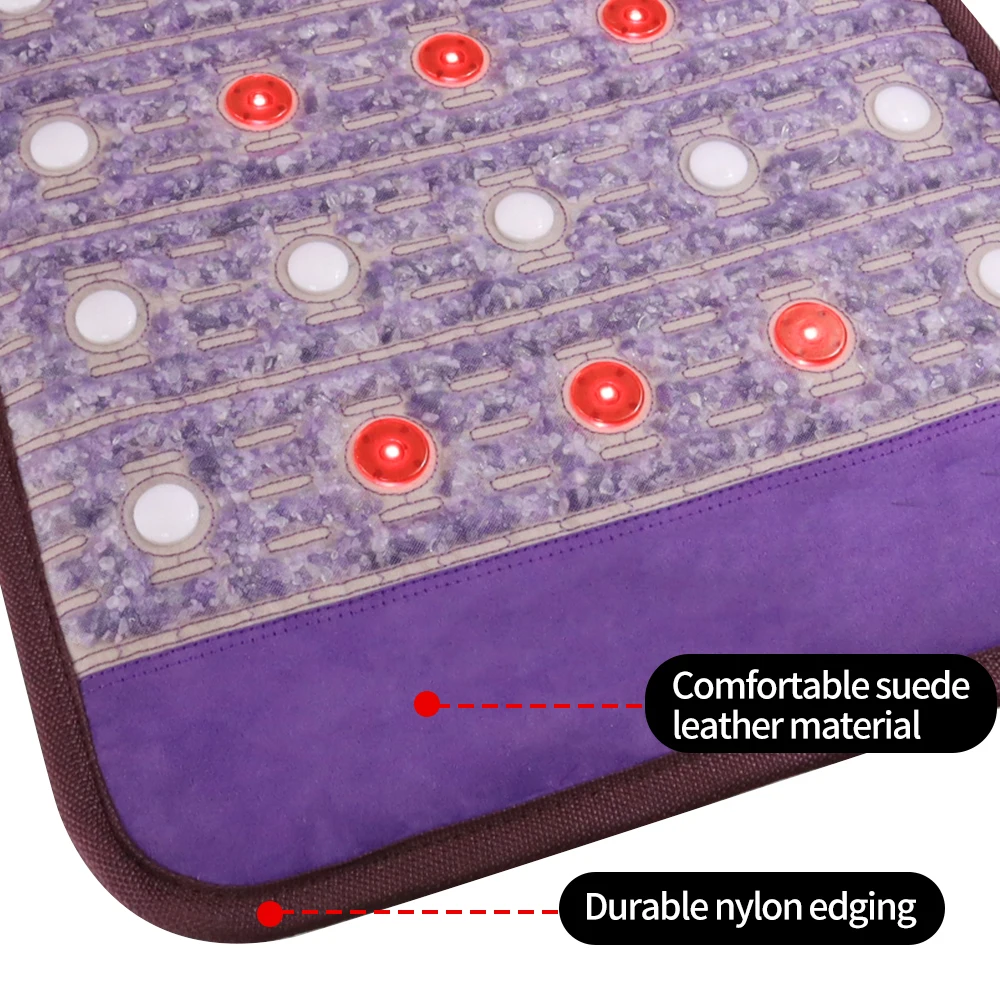 51*80CM Amethyst Massage Mat With Heating Pad & Infrared Heating Pads Has Negative Ion Tourmaline  Hot Stone promotes Therapy