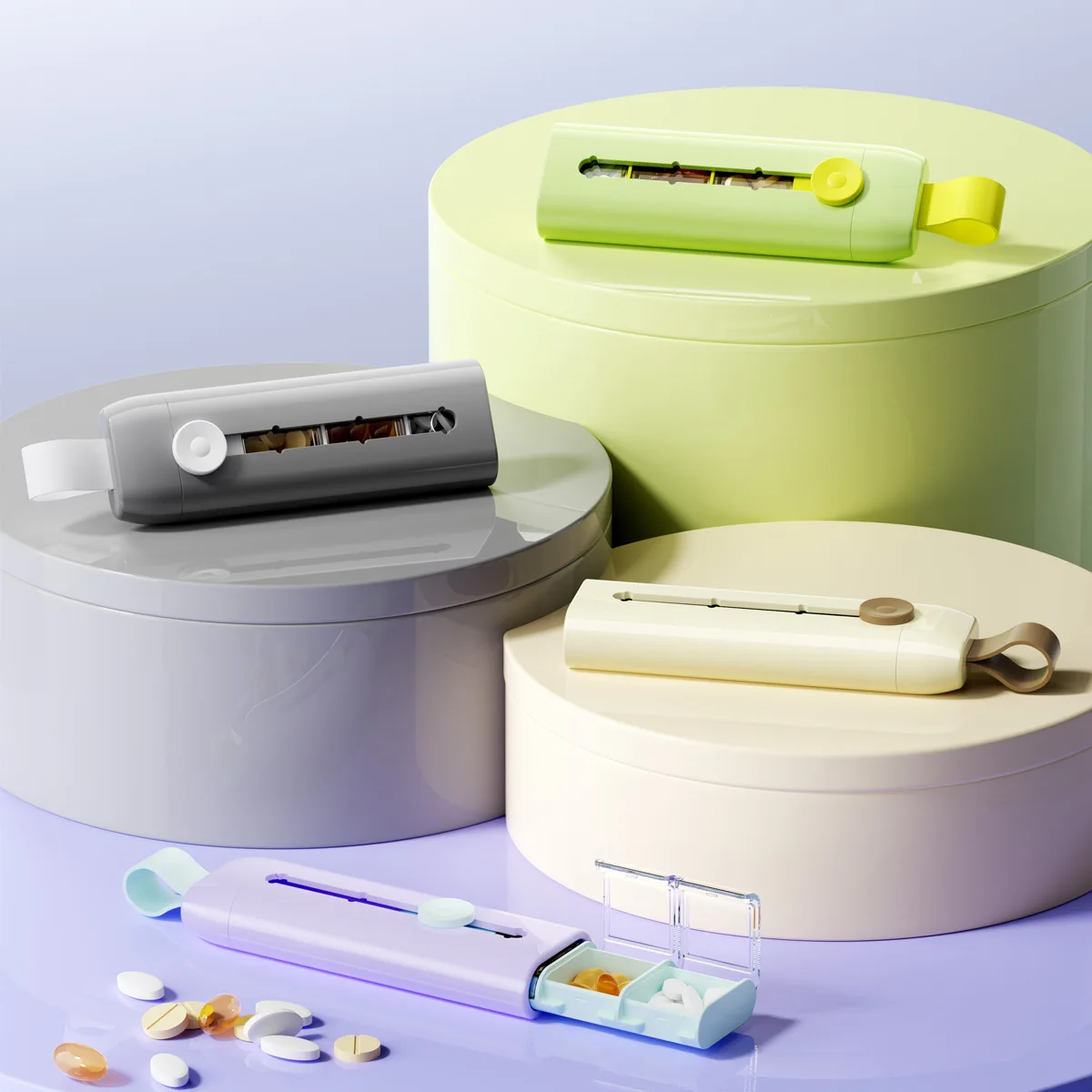 Travel Pill Organizer 3 Compartments with Lids Mini Portable Tablets Container for Vitamins Medicines Small Pocket Medicine Case