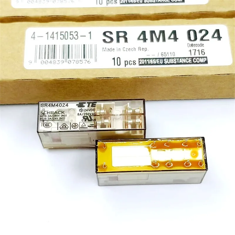 New 1pcs/lot SR4M4024 24VDC 8A Force Guided Safety Relay 3NO1NC PCB Plug-in Control Relay