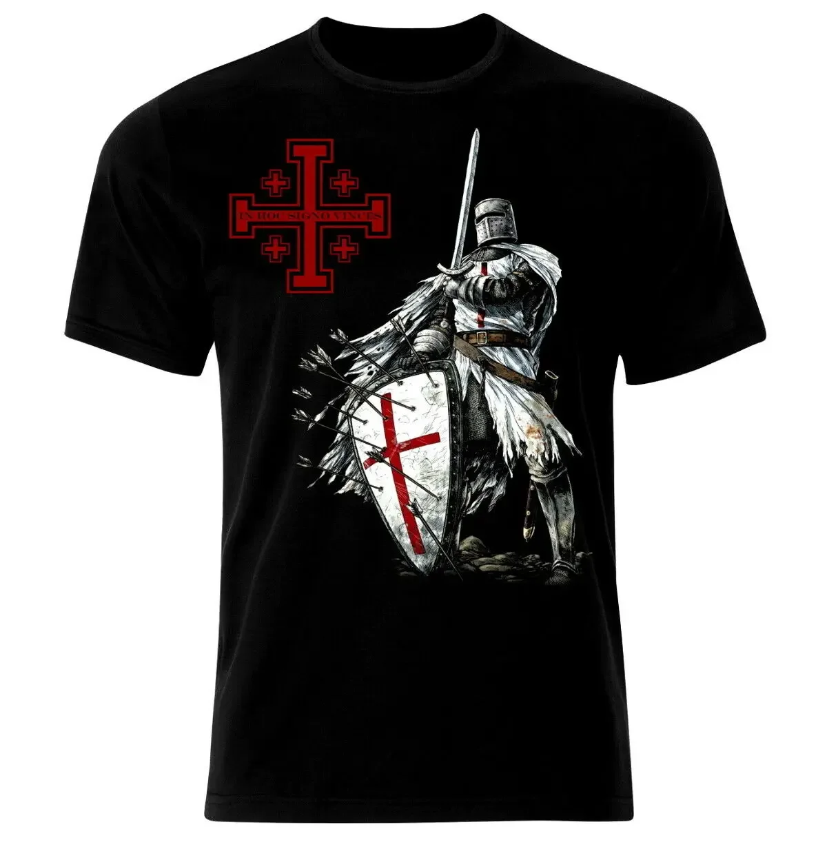 Crusader Warrior Knight Templar Christianity Jesus Cross T-Shirt. Summer Cotton Short Sleeve O-Neck Mens T Shirt New S-3XL