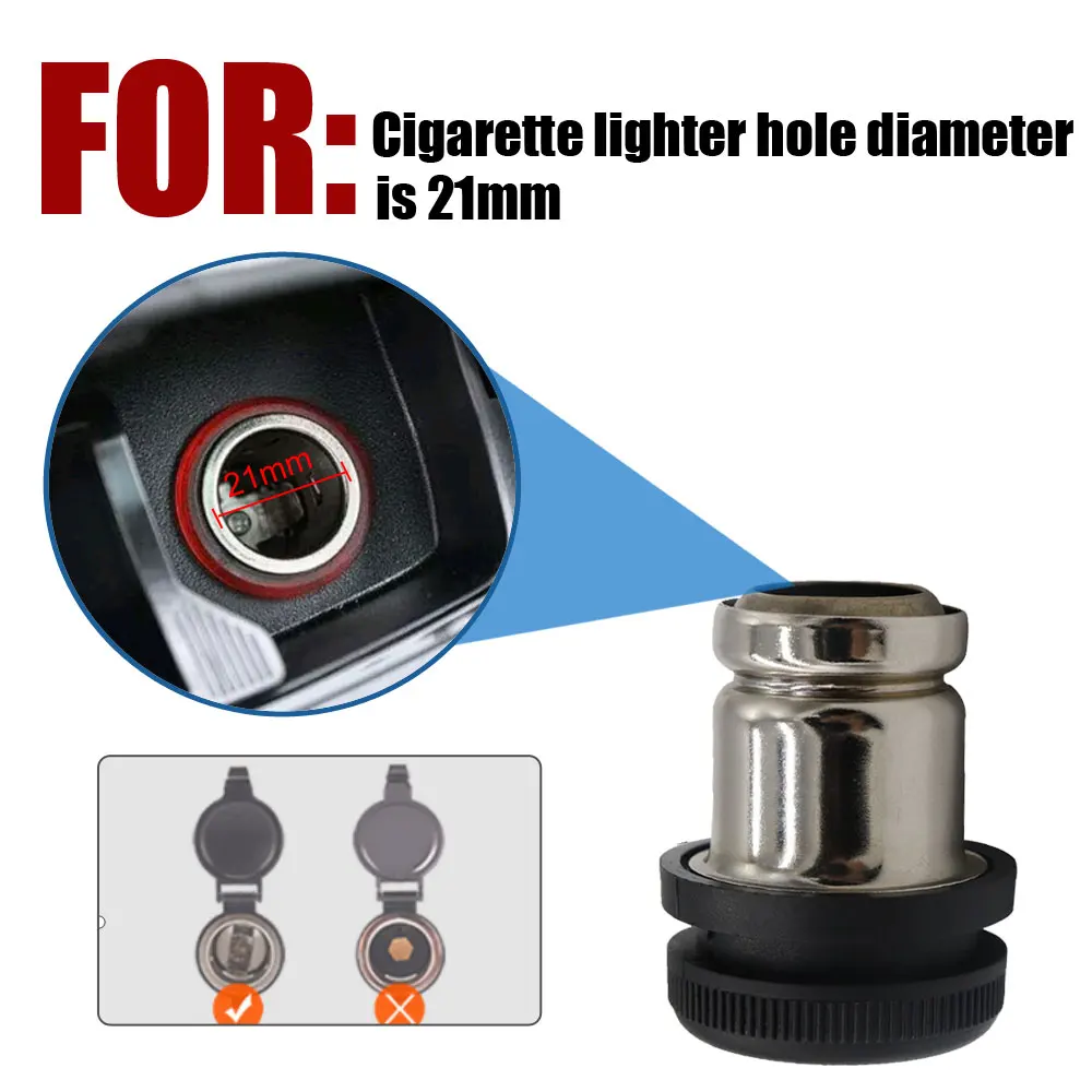 Universal 12V Front Car Cigarette Lighter Assembly for 12V Cars Innner Diameter 21mm Front Cigarette Lighter ABS Car Accessories