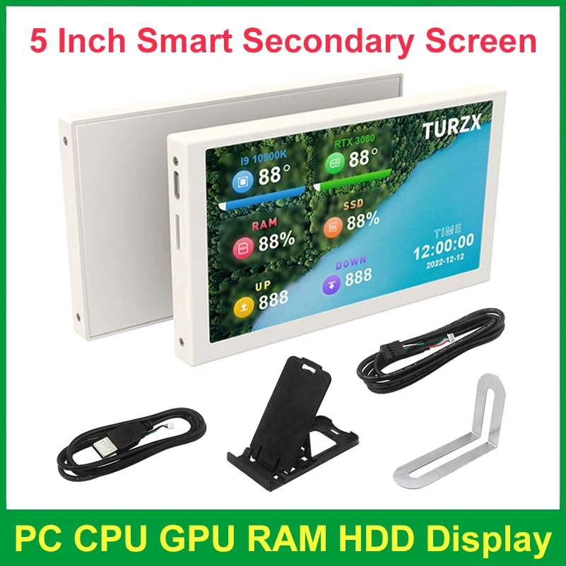 tela secundaria inteligente ips tipo c display 800x480 usb c computador lcd cpu gpu ram monitoramento hdd livremente aida64 5 01