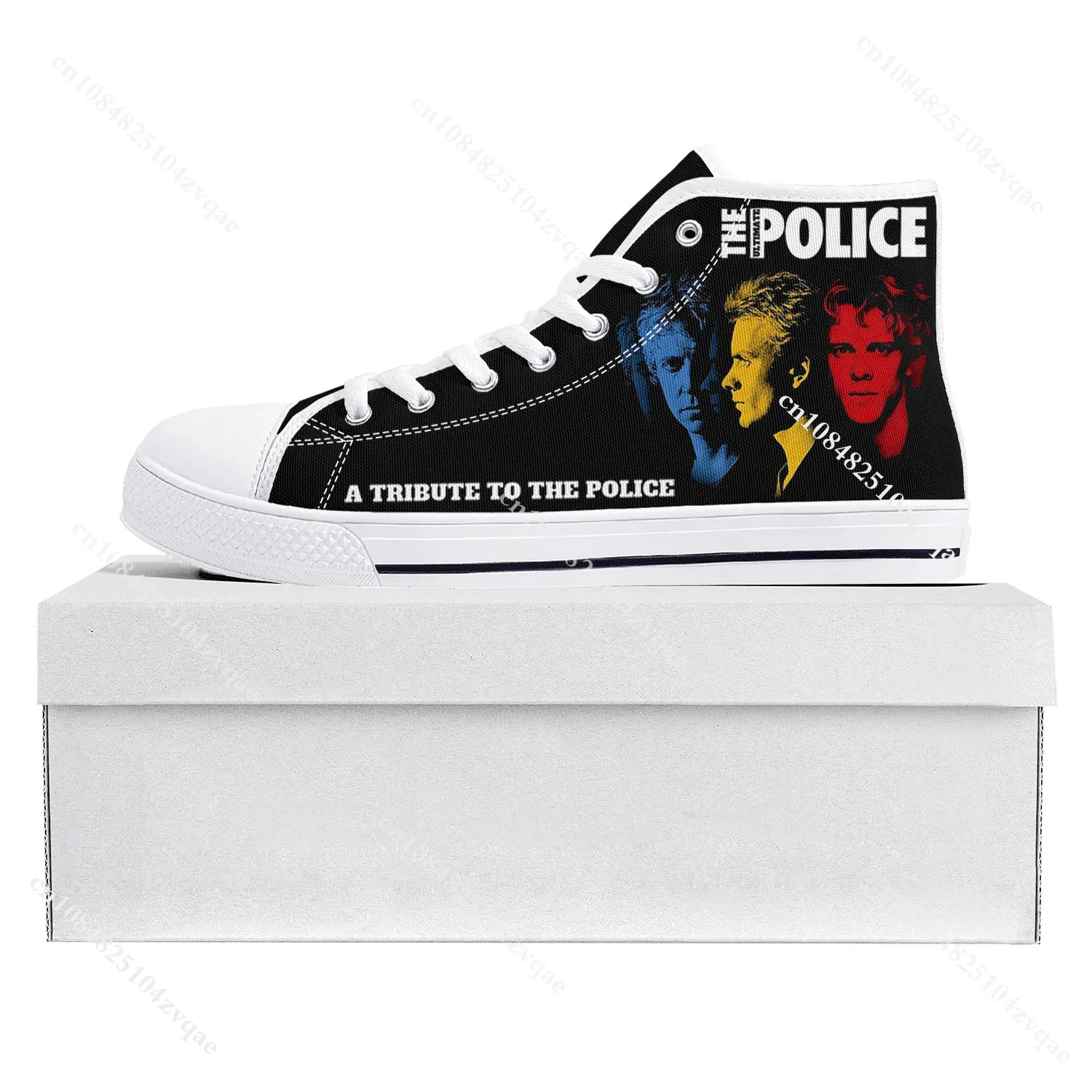 The Police Band Pop High Top High Quality Sneakers Mens Womens Teenager Canvas Sneaker Casual Couple Shoes Custom Shoe White