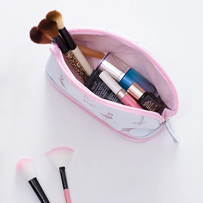 New Design Two-tier Makeup Bag Female Fashion Flamingo Cactus Double Zipper Cosmetic Bag Women Waterproof Toiletries Storage Bag