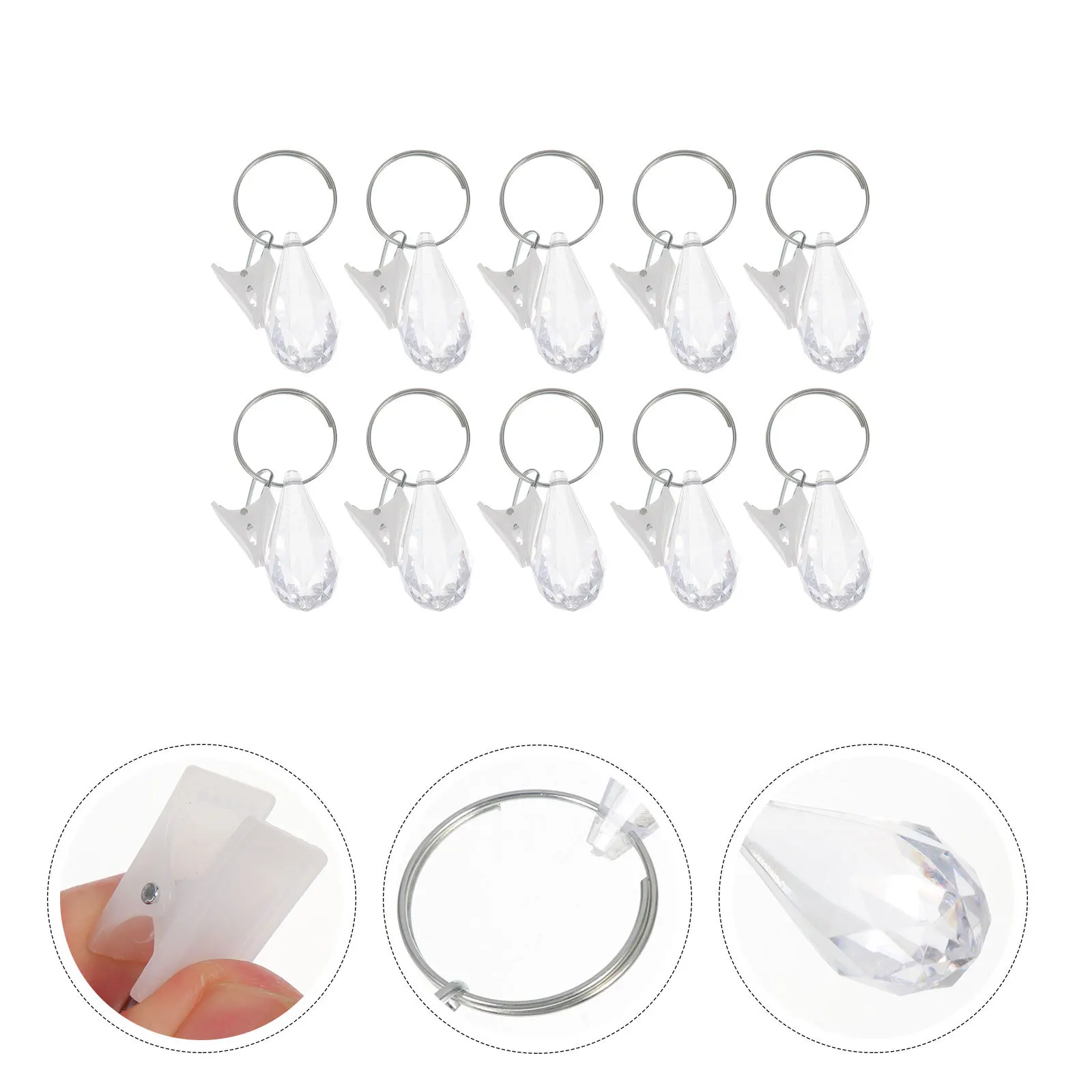 

10Pcs Curtain Weights Clips Water Drop Design Home Shower Drapery Easy Use Stable Shower Drapery Weights