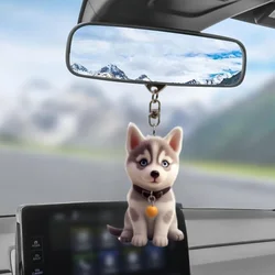 2D Cute Husky Keychain Cartoon Puppy Acrylic Pendant Versatile Charm for Car Mirror,Backpacks,Home,Festive,Gift & Decor
