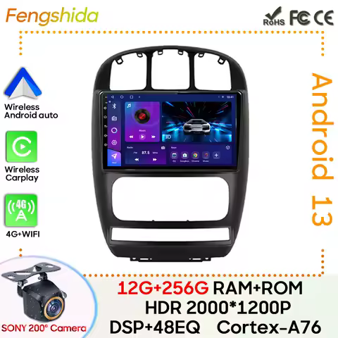 For Dodge Caravan 4 For Chrysler Voyager RG RS Town &amp; Country RS 2000 Car Radio Carplay Android Auto GPS Navigation No 2din Wifi