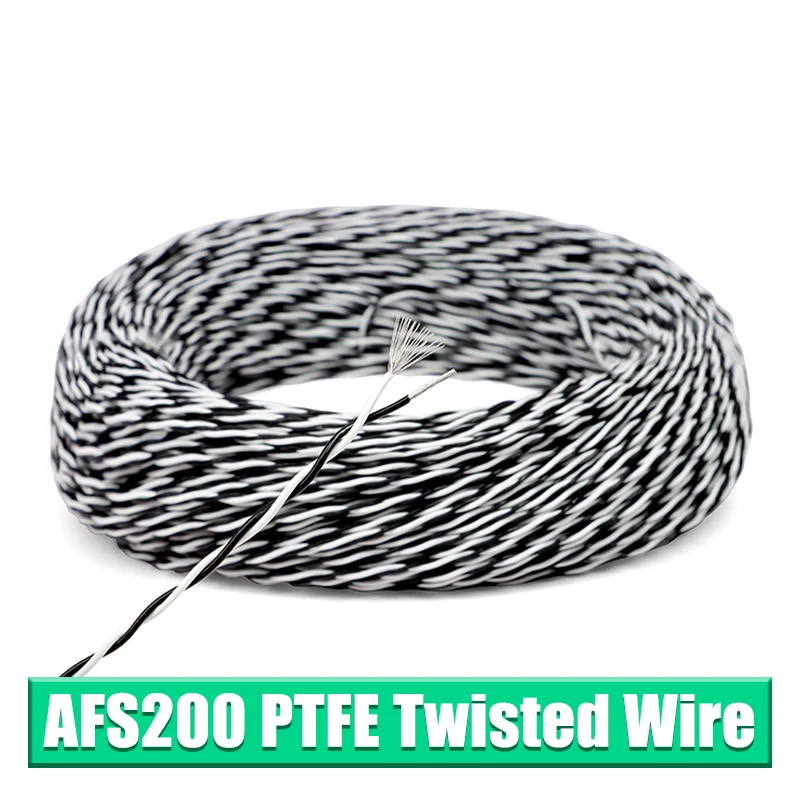 1/2/5/8/10/15/20M AFS200 PTFE 2pins Wire Twisted Pair Cable 26/25/24/22/20/18/17/15/13AWG Tinned Copper Electronic Cable