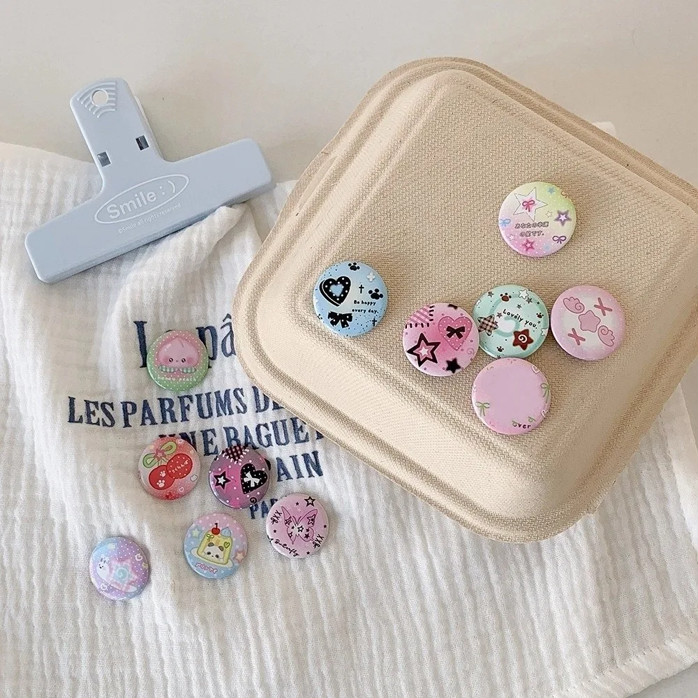 6pcs Cute 25mm Badge Handbook Set Mini Baji Brooch Decoration Badge Colorful Old-fashioned Student Baji Set Gift