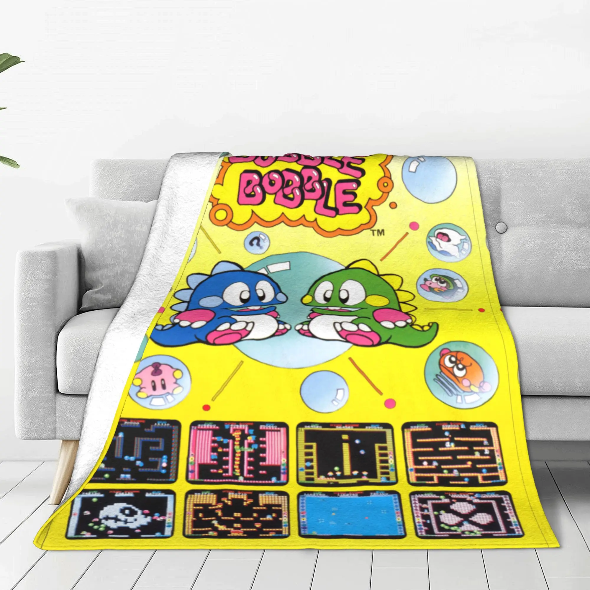 Bubble Bobble Blankets Fleece All Season Retro Cute FC Console Game Multi-function Super Warm Throw Blankets Bedding Throws