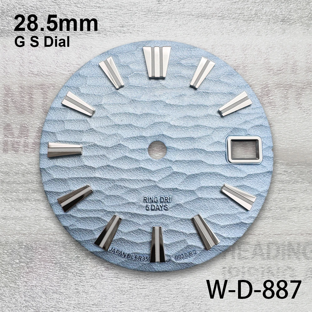 28.5mm G S Logo Wave Dial Fit NH35/NH36/4R/7S Movement Green Luminous High Quality Watch Modification Accessories