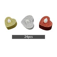 24Pcs Electric Tea Lights Heart LED Votive Candles 1.5x1.5inch Versatile Battery Powered for Kitchen Home Decor Accessories