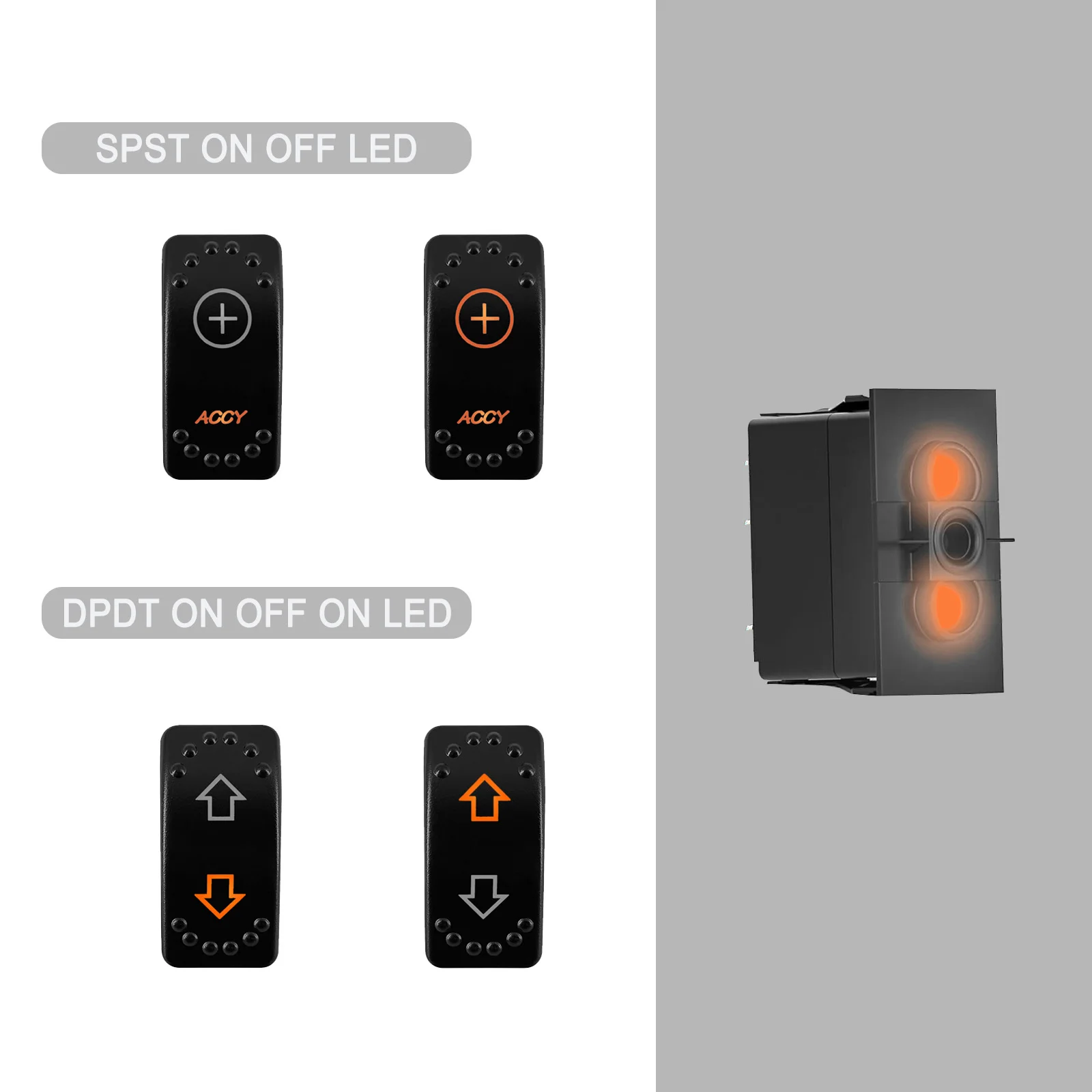 12V 24V Laser Rocker Switch Orange Led Light ON OFF / ON OFF ON for Car Boat Polaris RZR Can-Am ATV UTV RV Maverick Commander