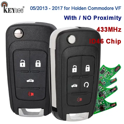 KEYECU AU 433MHz for Holden Commodore VF 2013 2014 2015 2016 2017 Proximity Keyless Remote Key Fob & Shell ID46 Chip