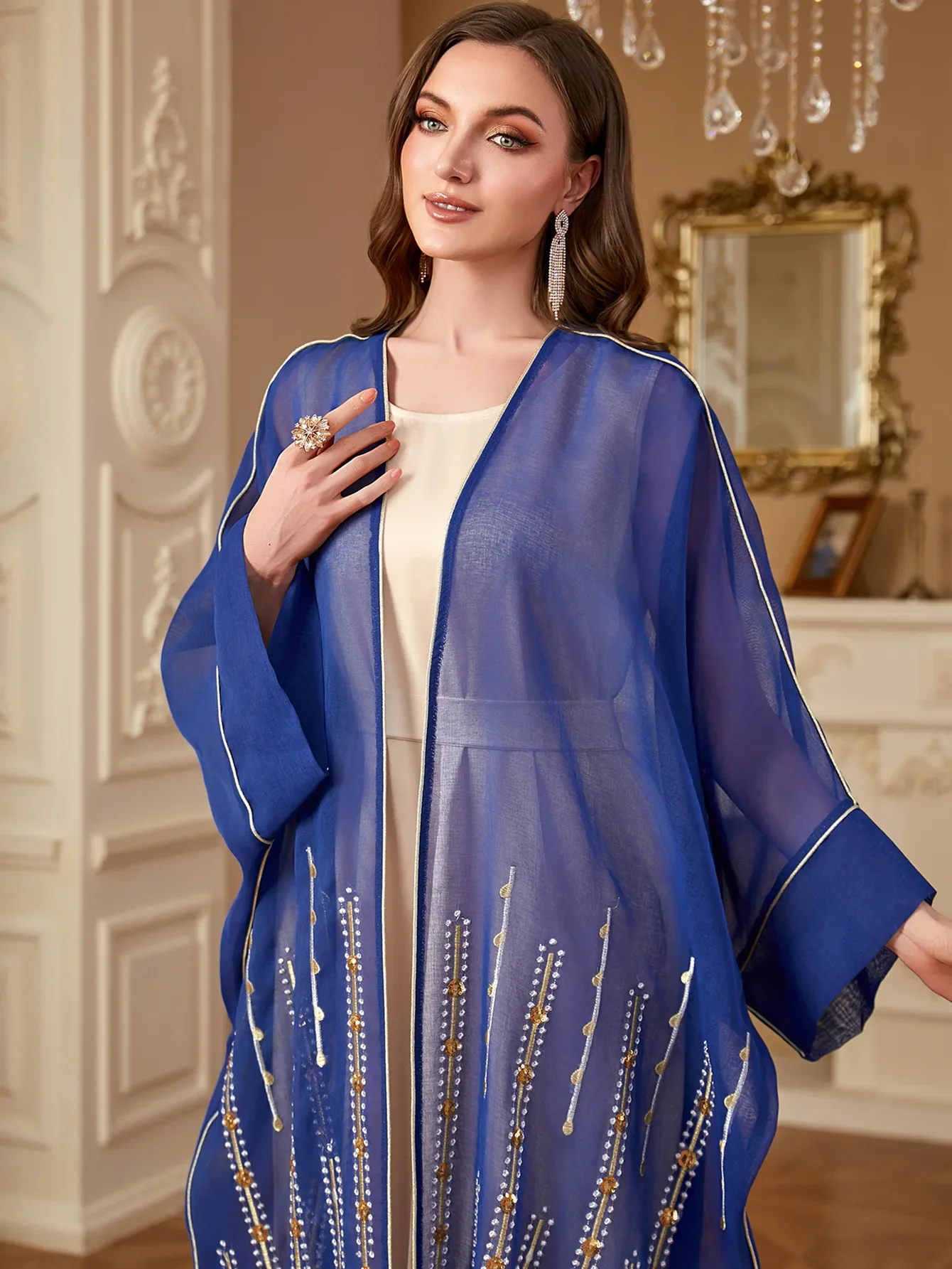 

Muslim Dresses 2 Piece Set Women Embroidery Kimono Jalabiya Kebaya Dubai Abaya Kaftan Caftan Marocain Femme Robe Islam Clothing