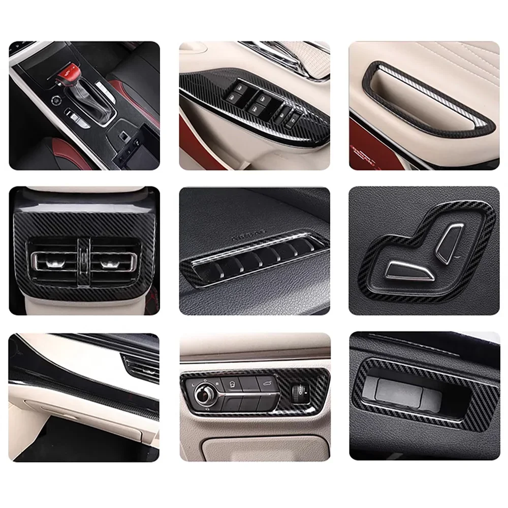 Car Interior Carbon Fiber Sticker Gear Shift Panel Cover Interior Trim for Changan Oshan X7 EV 2021 2022 2023 2024 Accessories