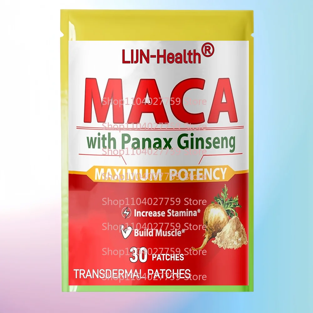 30 Patches Maca Root Transdermal Patches with Panax Ginseng Root for Men and Women Support Energy Performance Mood