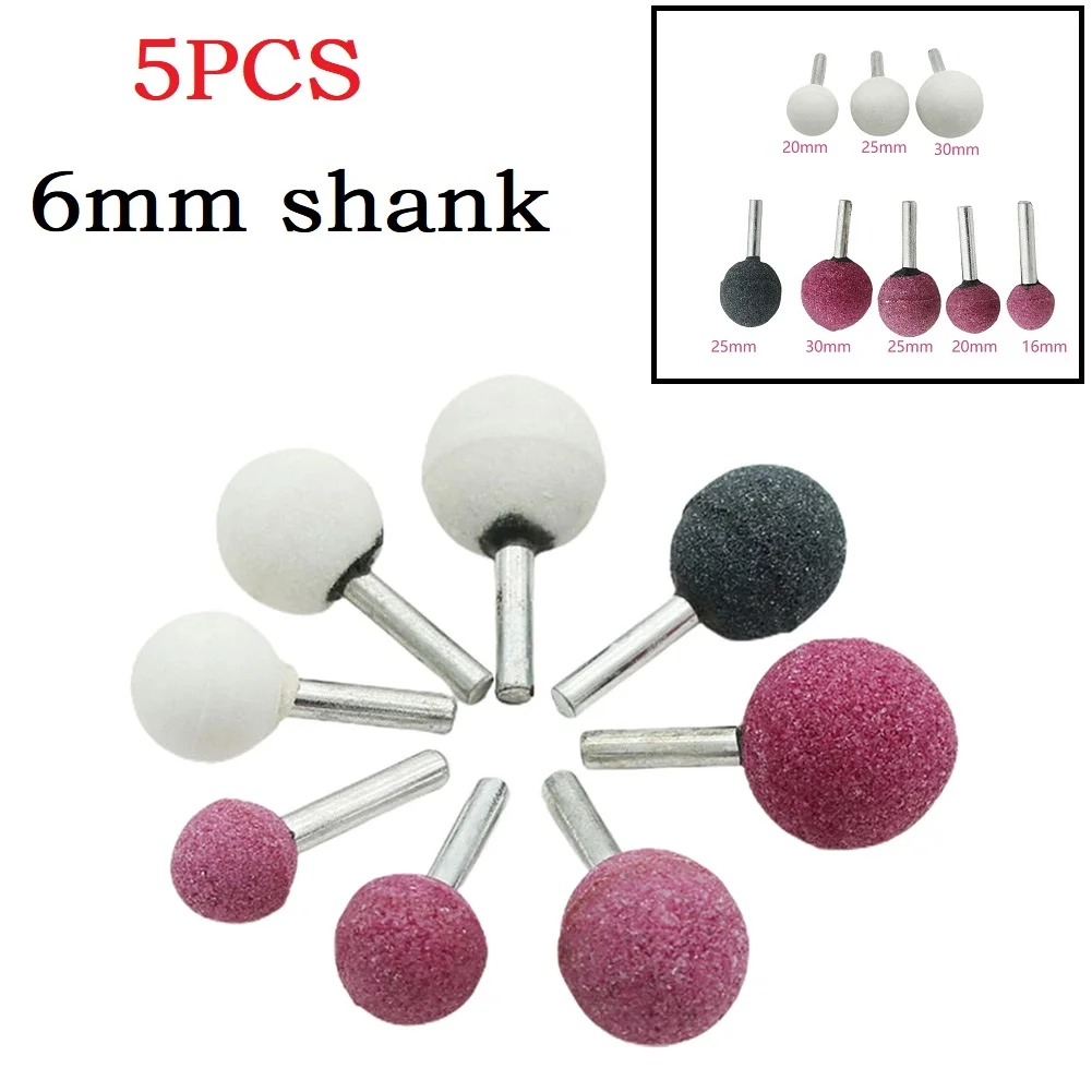 High-quality Grinding Head Power Tools 16/20/25/30mm 5PCS Ceramic Mounted Point Engraving Good Coaxiality Round Ball Shape