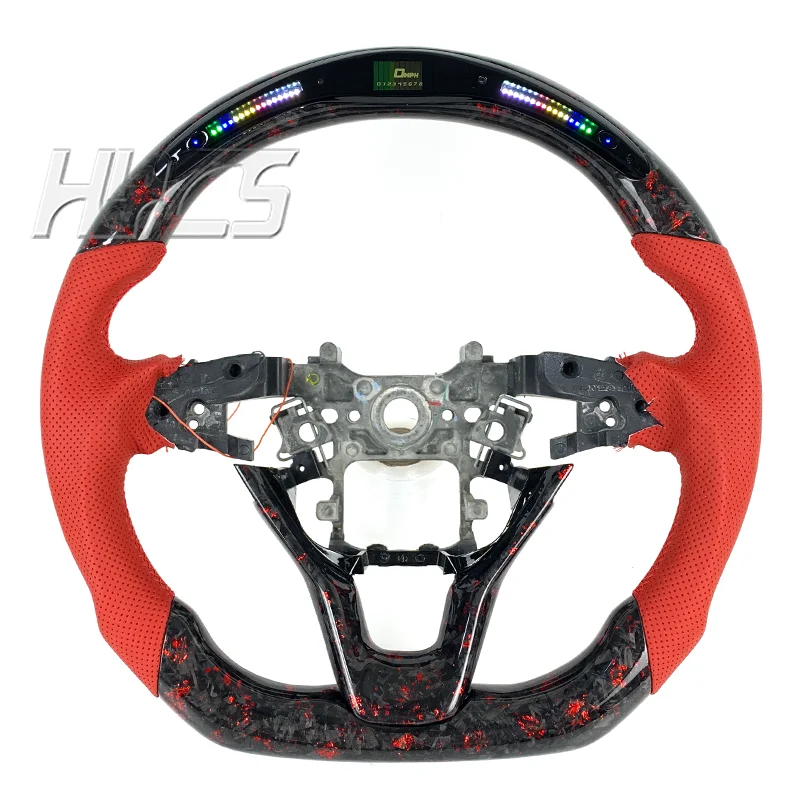 

For Honda Accord Gen 10th 2018-2023 Steering Wheel Customized LED RPM Red Forged Carbon Fiber Steering Wheel