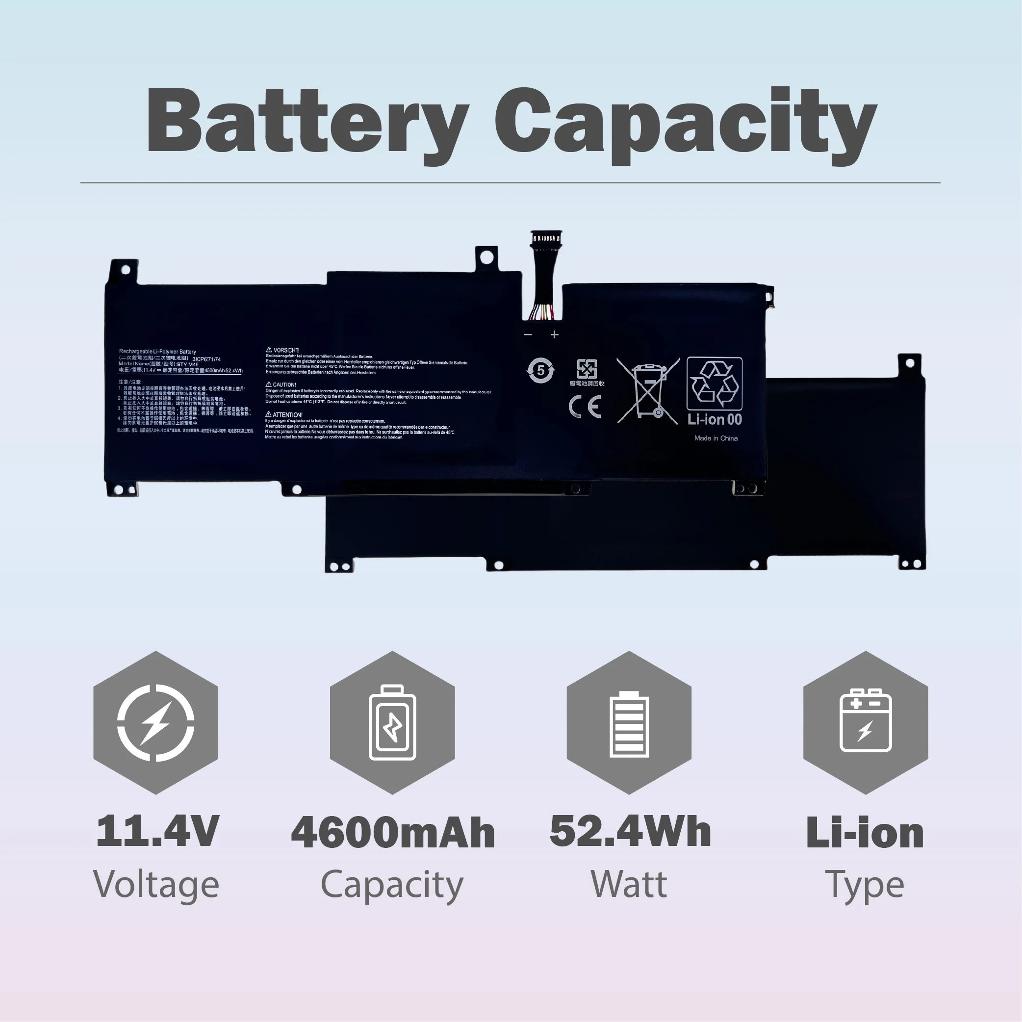 BTY-M49 52.4Wh New Laptop Battery Replacement For MSI Prestige 14 A10SC-009 i7-10710U Series Prestige 14 Hands-On A10M Free Tool