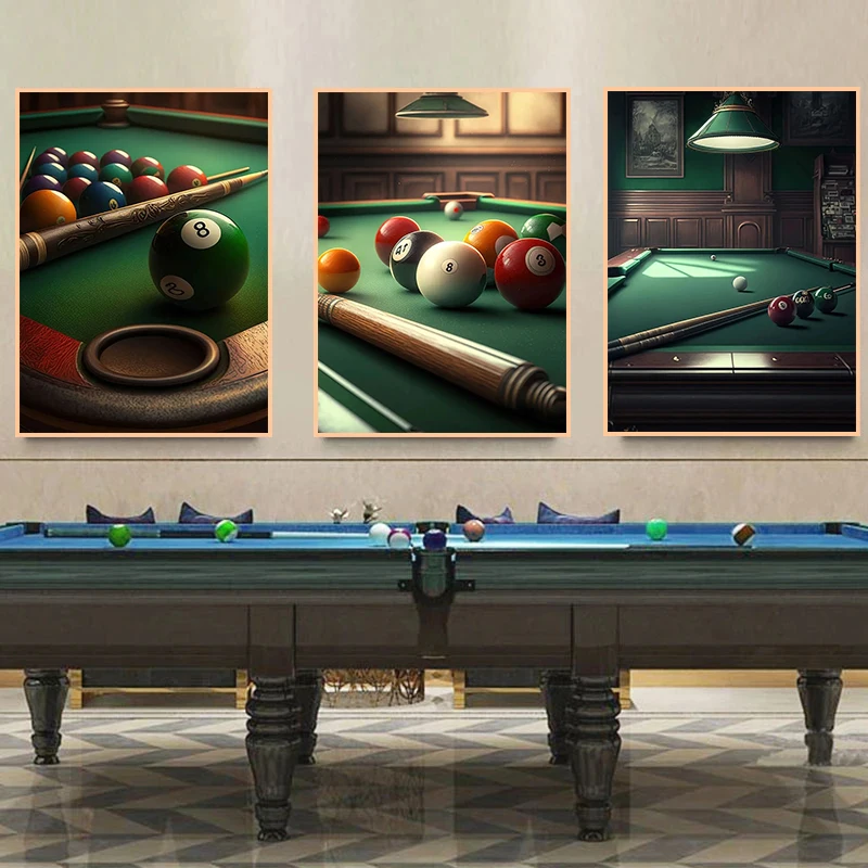 Snooker Billiard Posters Canvas Painting Wall Art Prints Picture for Living Room Billiard Room Boys Bedroom Home Decor Frameless