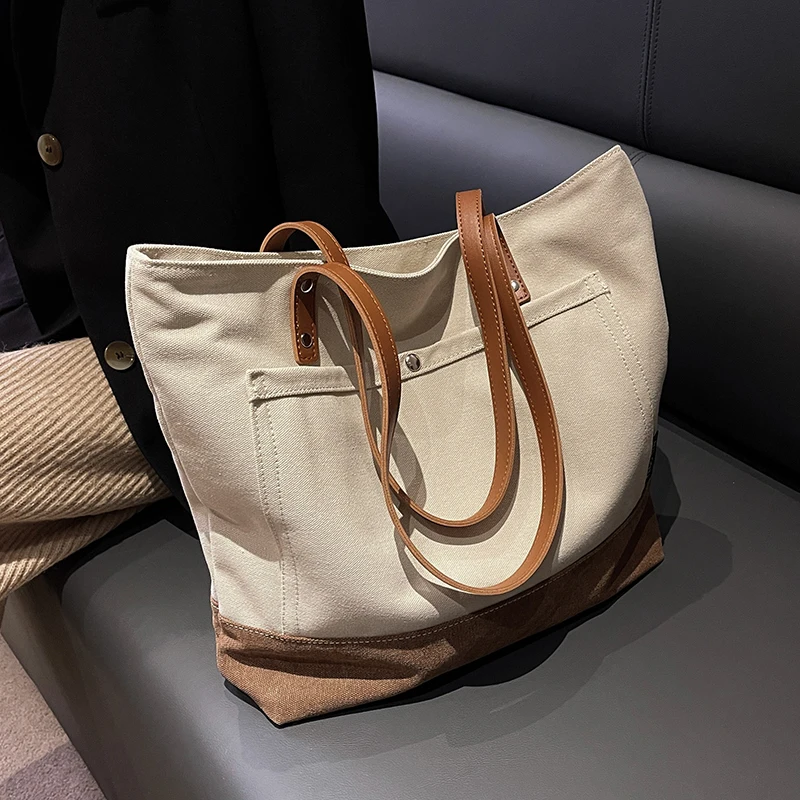 High Capacity Tote Bag for Women 2022 winter new Canvas Shopping Bag Large Travel Shoulder Messenger Bags Female Travel Handbag